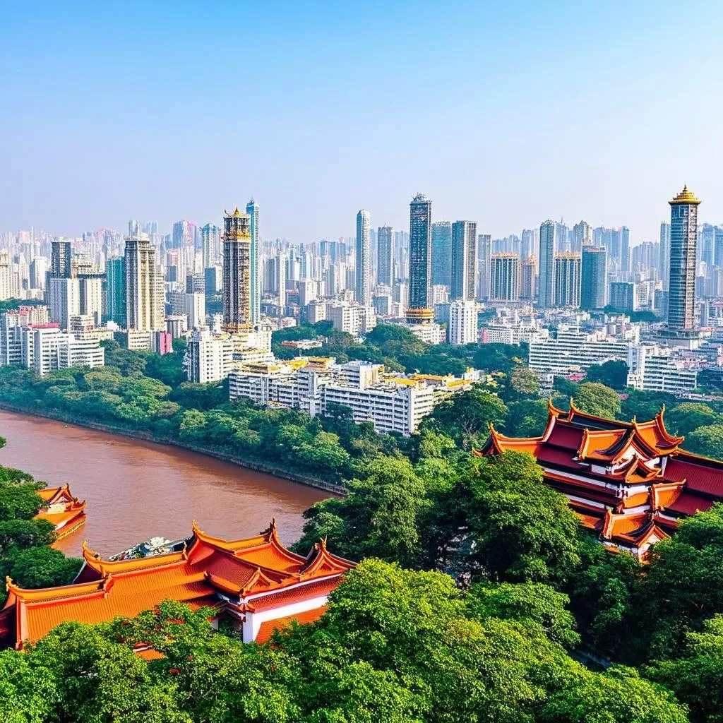 Hanoi cityscape landmarks Red River